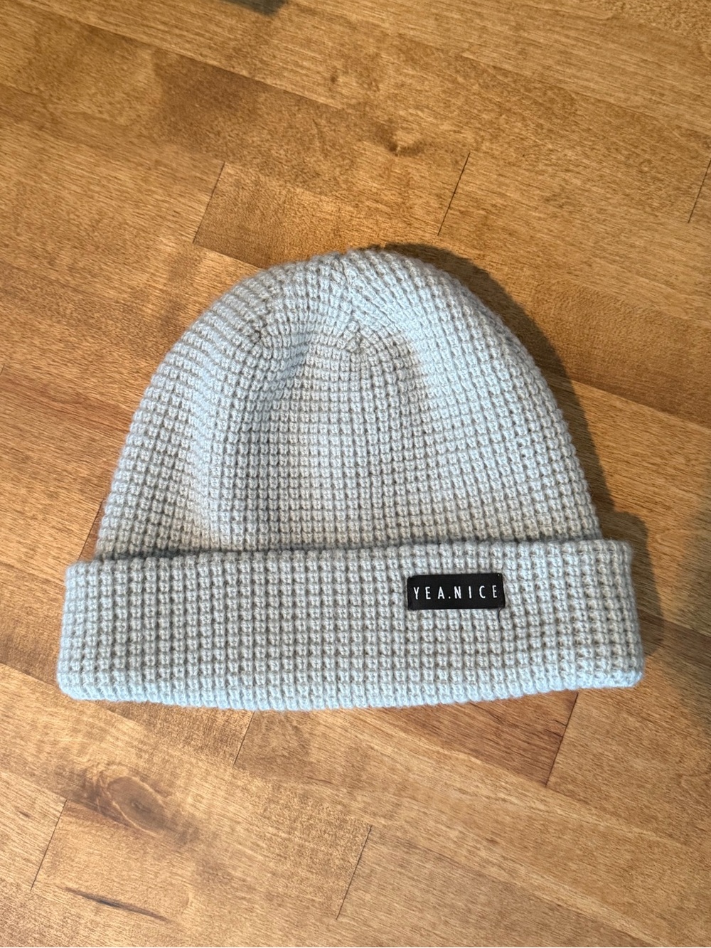 Light Gray Waffle Knit Beanie - Women's Winter Hat